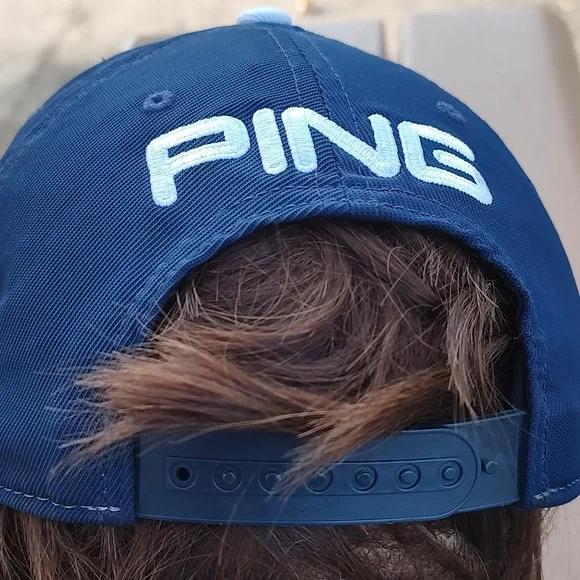 PING Embroidered White Blue Red Visor Snapback Golf Cap Hat